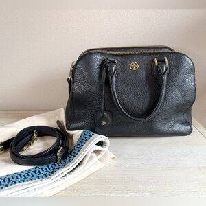 Tory Burch Robinson Pebbled Triple Zip Satchel